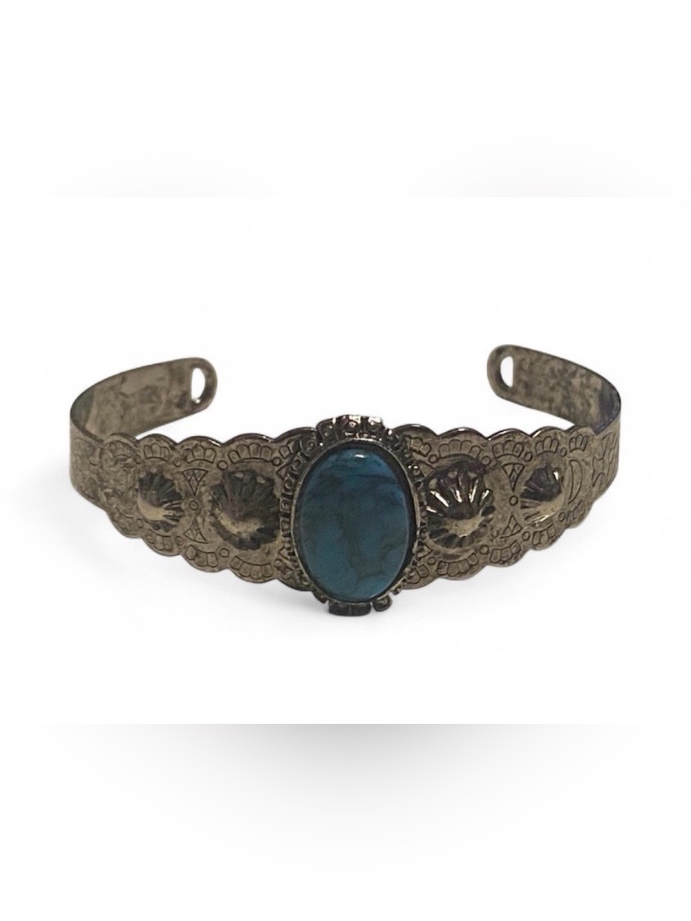 Silver Tone Faux Turquoise Cuff Bracelet #6487